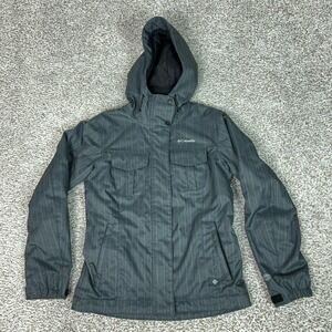 Columbia Jacket Womens Small Gray Hooded Insulated Pinstripe Outdoors Winter